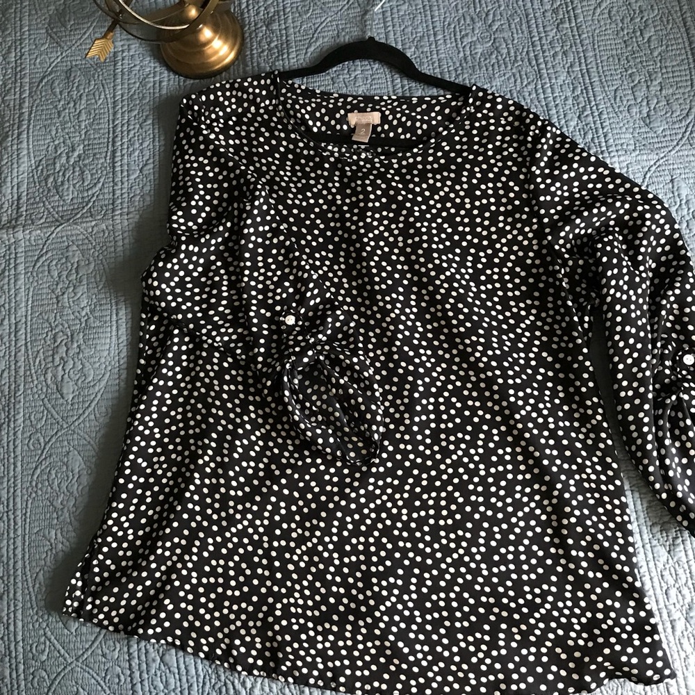 🍁🍁Chico’s dark blue & dot blouse. Chico’s size 2